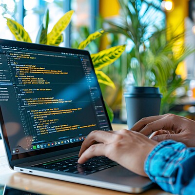 TU Wien Informatics Laptop mit Programmiersprache