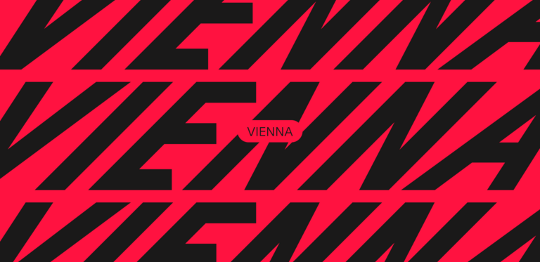 Online Grafik roter Hintergrund, Vordergrund Schrift "Forward Festival Vienna"