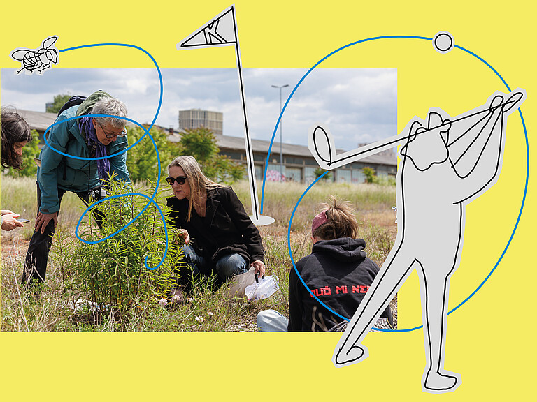 Menschen spielen Minigolf