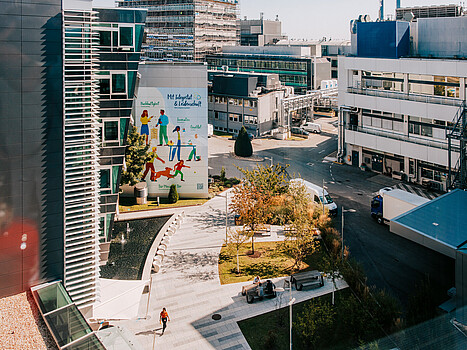 Modern buildings on a sunny day in Vienna